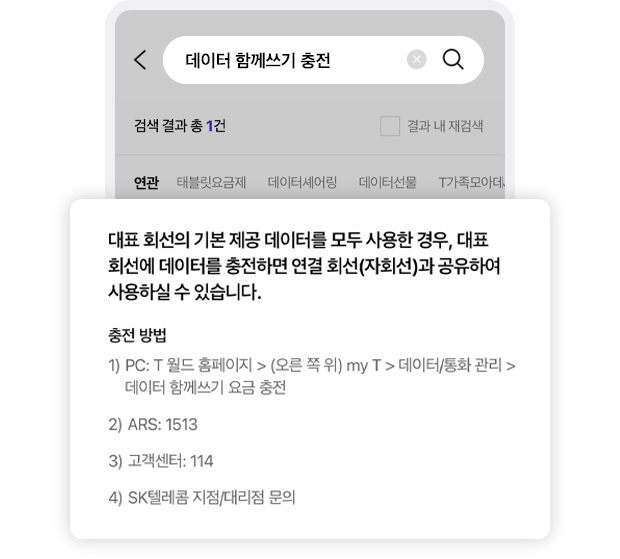 검색 결과 내용 요약 예시